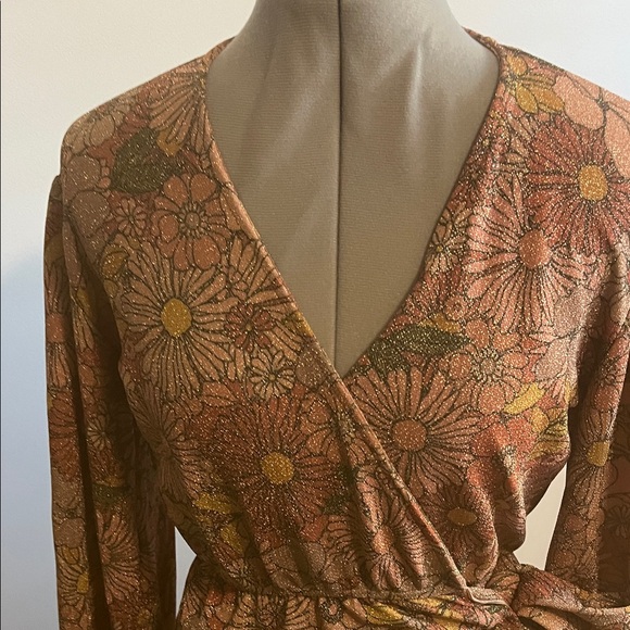 Beach Riot Floral Long Sleeve Dress - orange and Brown - Picture 3 of 10